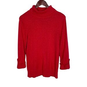 Studio Works Red Sparkle Turtleneck Sweater Size M